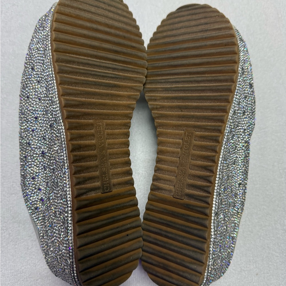 Chelsea & Violet Silver Gray Rhinestone Slide Sandals - Picture 7 of 7